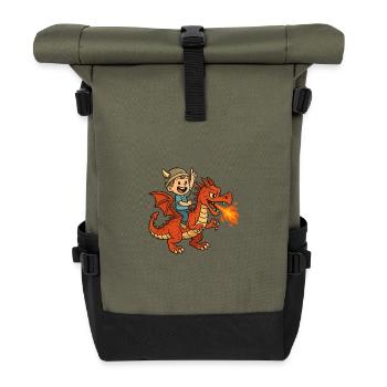 Petit viking sur dragon - Sac à dos roll top - olive/noir - Devant