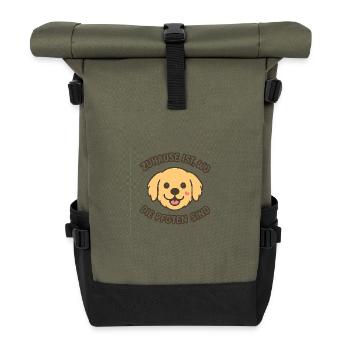 Zuhause ist, wo die Pfoten sind - Für Hundefreunde - Rolltop Rucksack - Olive/Schwarz - Vorne