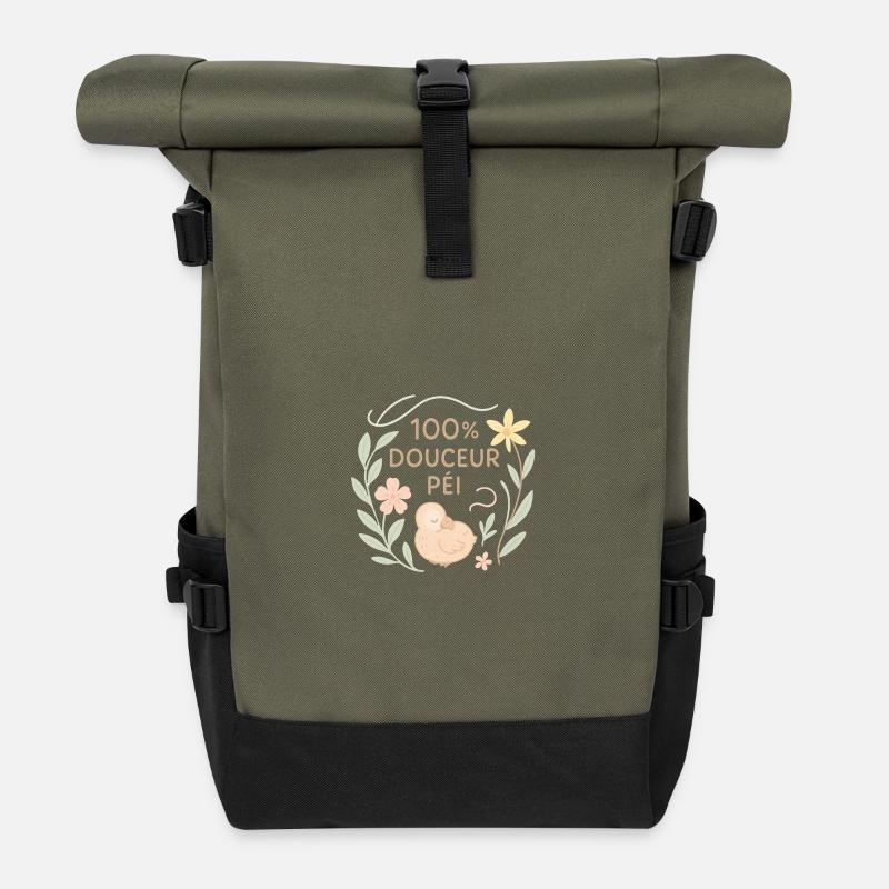 "100% softness péï" baby and accessories - Roll Top Backpack - olive/black