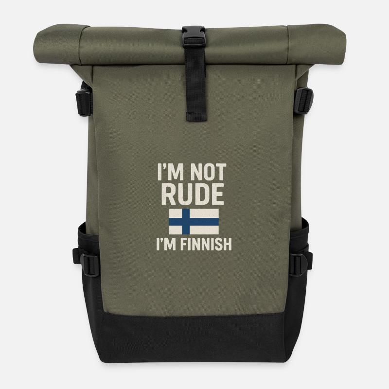 Drapeau finlandais. Pas impoli - Sac à dos roll top - olive/noir