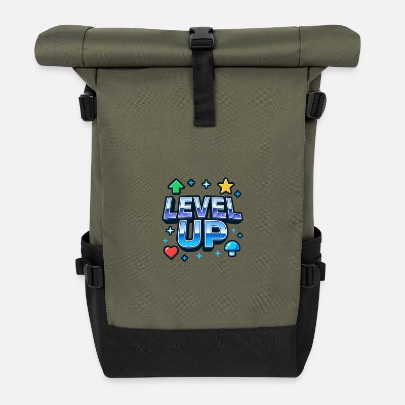 Level Up Gaming Motivations - Roll Top Backpack - olive/black