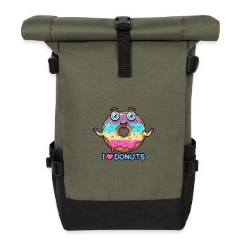 Crazy Donut - Roll Top Backpack - olive/black - Front