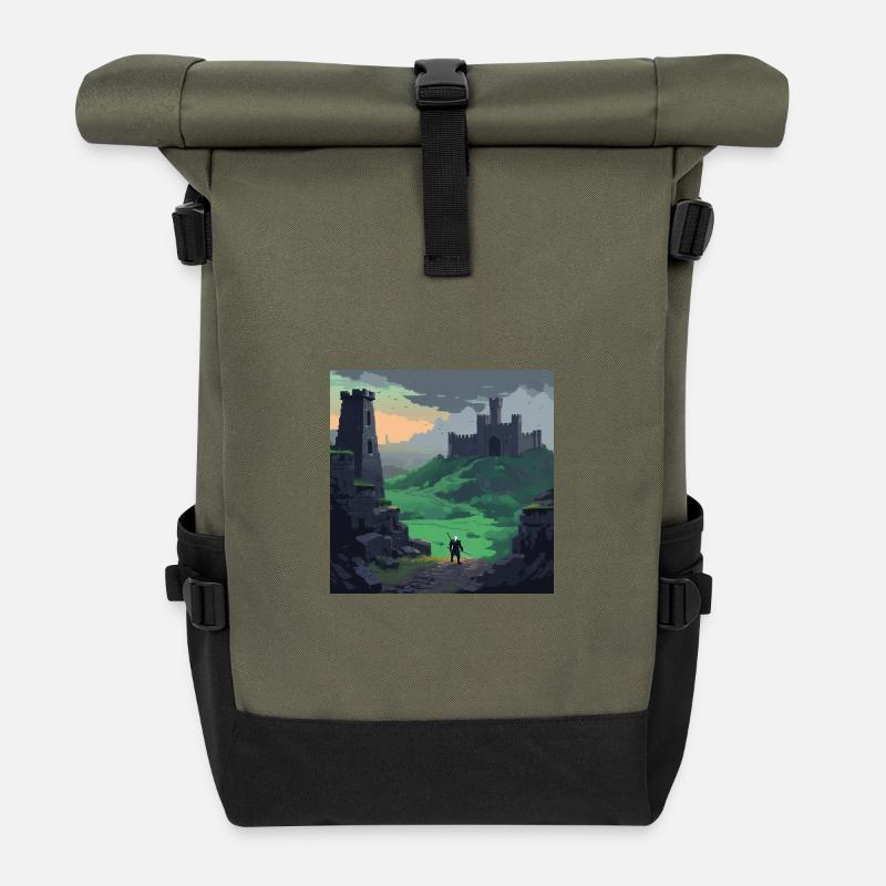 Castle hills at sunset - Roll Top Backpack - olive/black