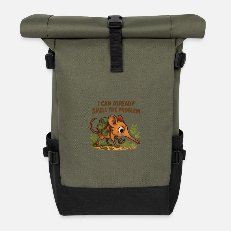 Rüsselhündchen - smell the problem funny animal - Rolltop Rucksack - Olive/Schwarz
