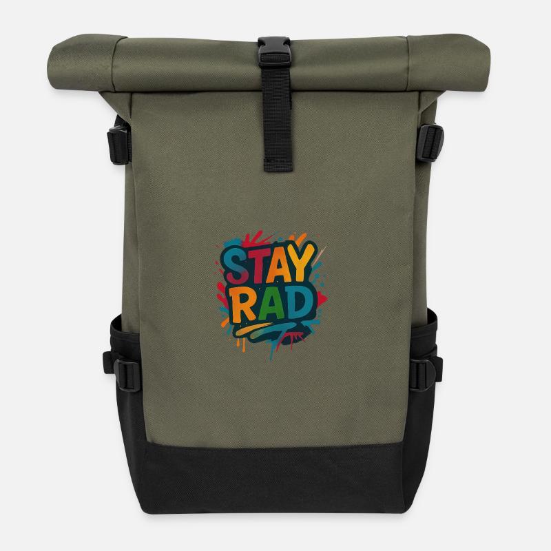 Stay Rad Graffiti - Rolltop Rucksack - Olive/Schwarz