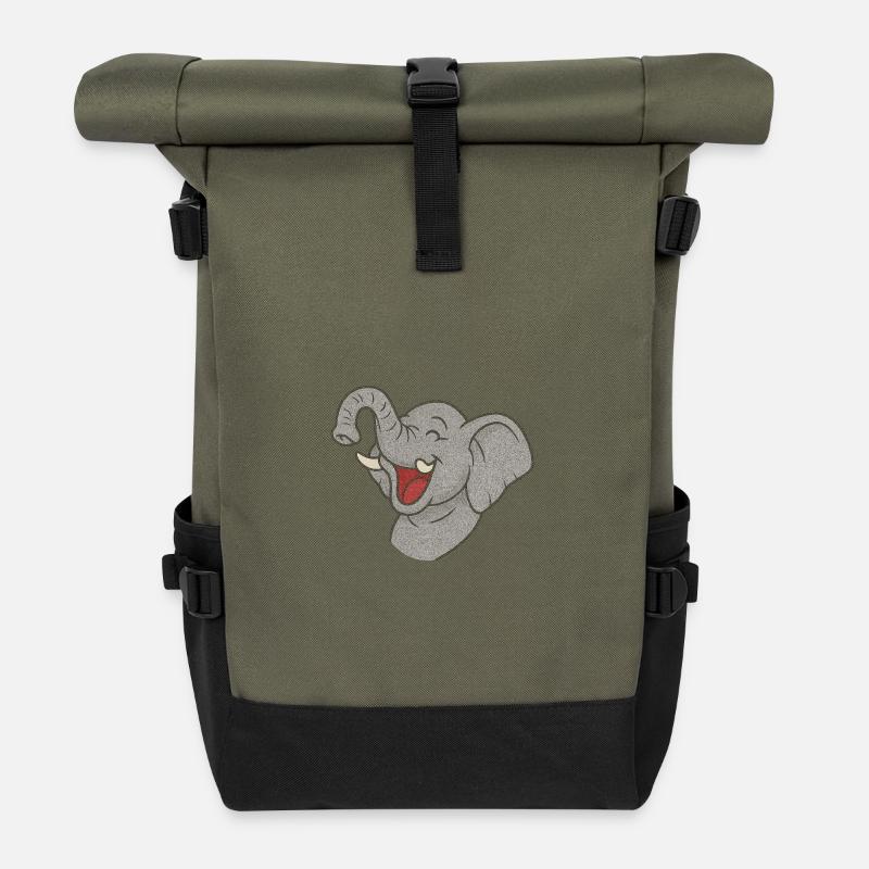 Elefand_der_lacht - Sac à dos roll top - olive/noir