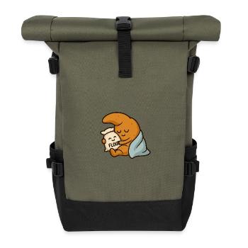 Sleep croissants - Roll Top Backpack - olive/black - Front