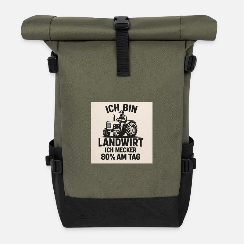 Ich bin Landwirt 80% am Tag - Rolltop Rucksack - Olive/Schwarz