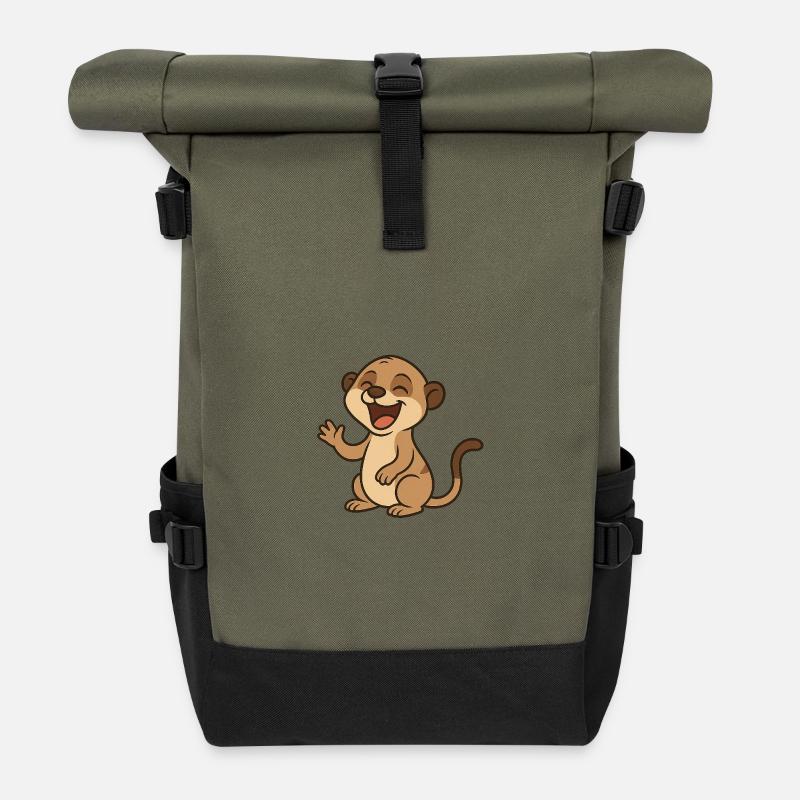 lachendes_Erdmaennchen - Sac à dos roll top - olive/noir