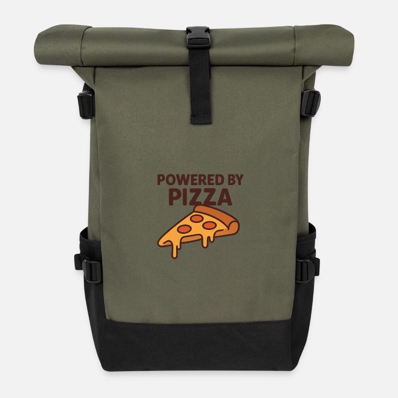 Propulsé par Pizza Motivational Design - Sac à dos roll top - olive/noir