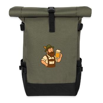 Bavarian Beer Garden Motif - Roll Top Backpack - olive/black - Front