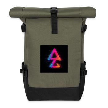 Neon Glitch Dreieck Aura - Rolltop Rucksack - Olive/Schwarz - Vorne