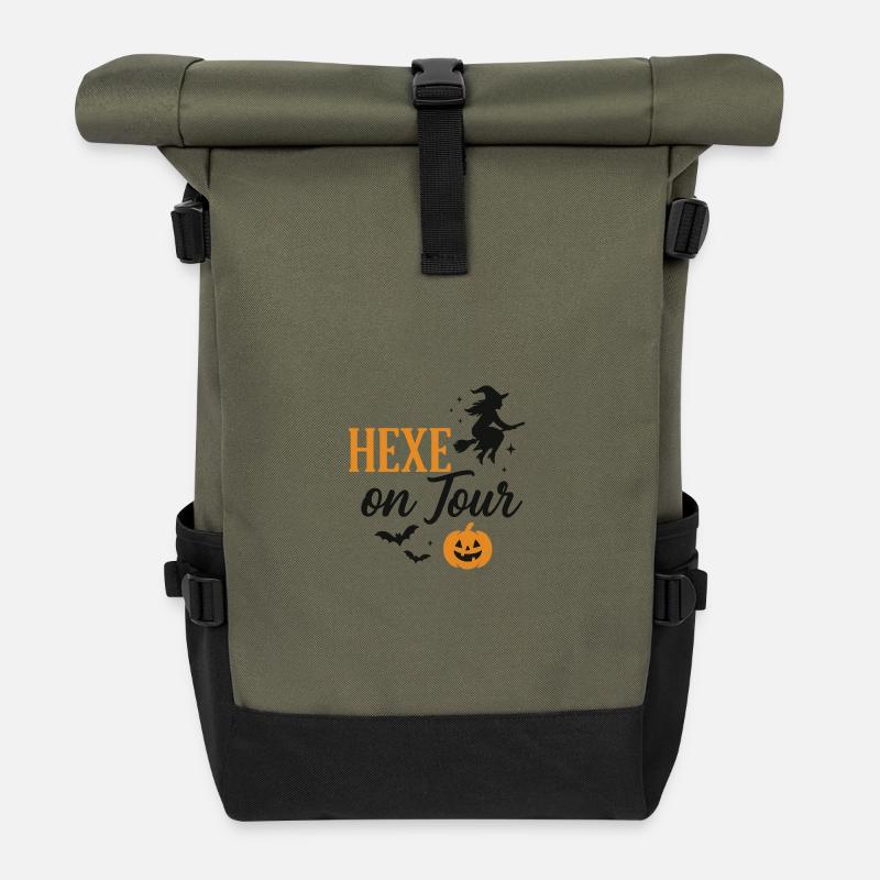Hexe auf Halloween Herbstschnitt - Rolltop Rucksack - Olive/Schwarz