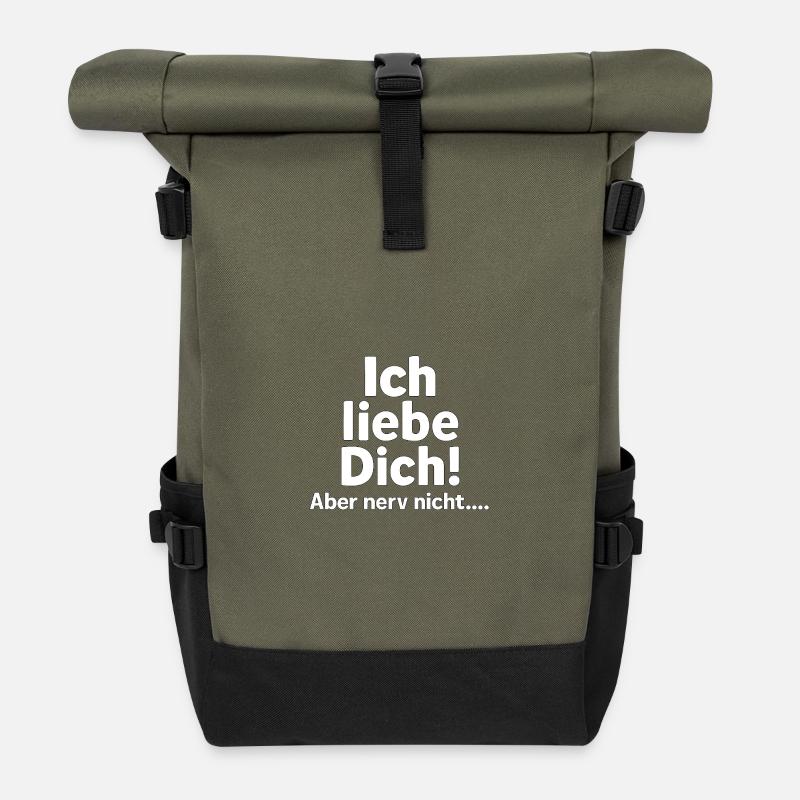 I love you, but don't bother - Roll Top Backpack - olive/black