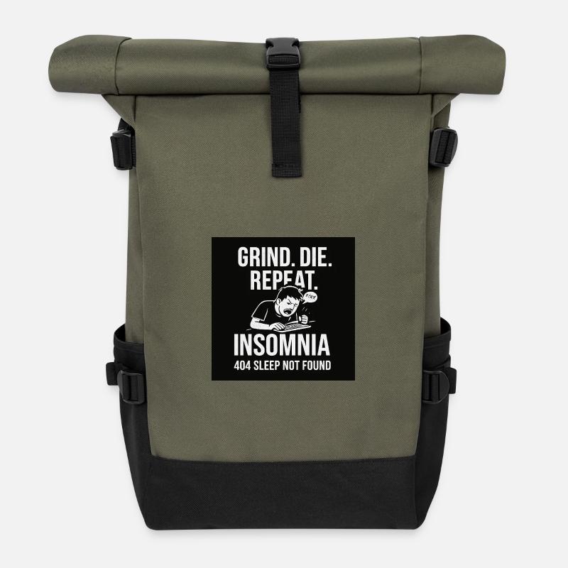 Motivierendes Schlafversagens-Design - Rolltop Rucksack - Olive/Schwarz