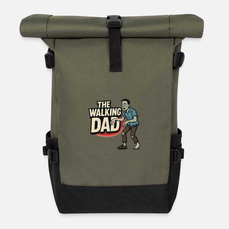 Papa zombie - Sac à dos roll top - olive/noir