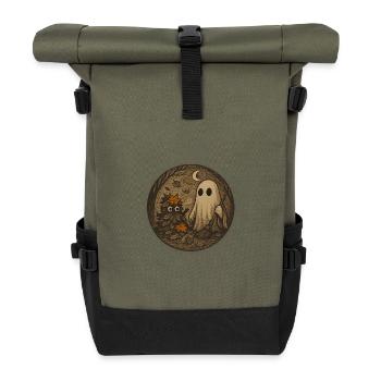 Ghostly Forest Night Illustration - Roll Top Backpack - olive/black - Front