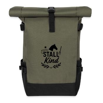 stable child, horse, funny - Roll Top Backpack - olive/black - Front