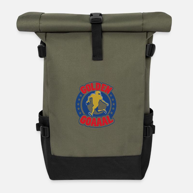 Golden Touchdown – Football meets GOAAAL - Roll Top Backpack - olive/black