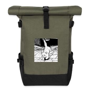 Cat's paws look under car - Roll Top Backpack - olive/black - Front