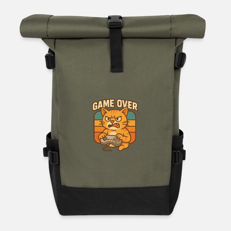 Game over - Roll Top Backpack - olive/black