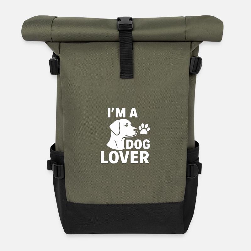 Je suis un amoureux 🐾 des chiens - Sac à dos roll top - olive/noir