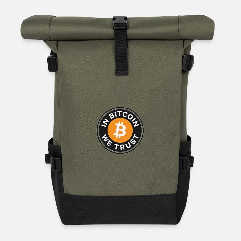 In Bitcoin we trust - Rolltop Rucksack - Olive/Schwarz
