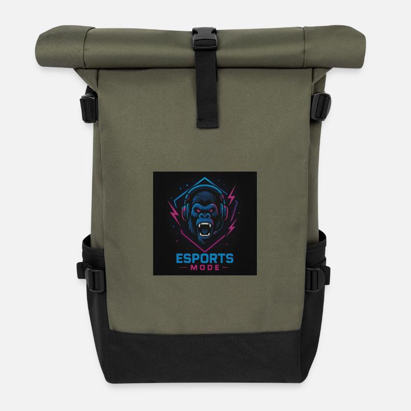 Esports Gorilla Neon Mode - Roll Top Backpack - olive/black