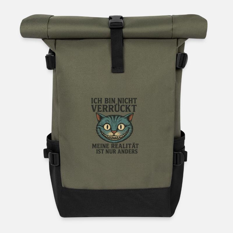 Ich bin nicht verrückt – Realität anders - Rolltop Rucksack - Olive/Schwarz