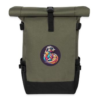 Geometric colorful meerkat - Roll Top Backpack - olive/black - Front
