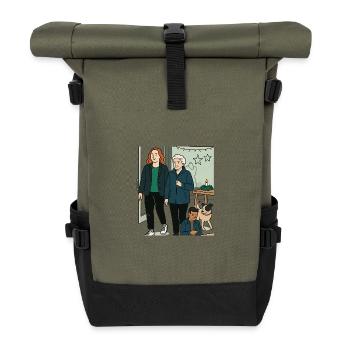 mit Oma einkaufen - Rolltop Rucksack - Olive/Schwarz - Vorne
