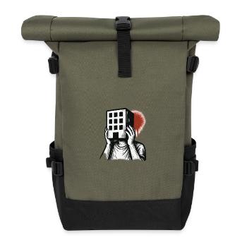 Baumaske - Künstlerische Illustration - Rolltop Rucksack - Olive/Schwarz - Vorne