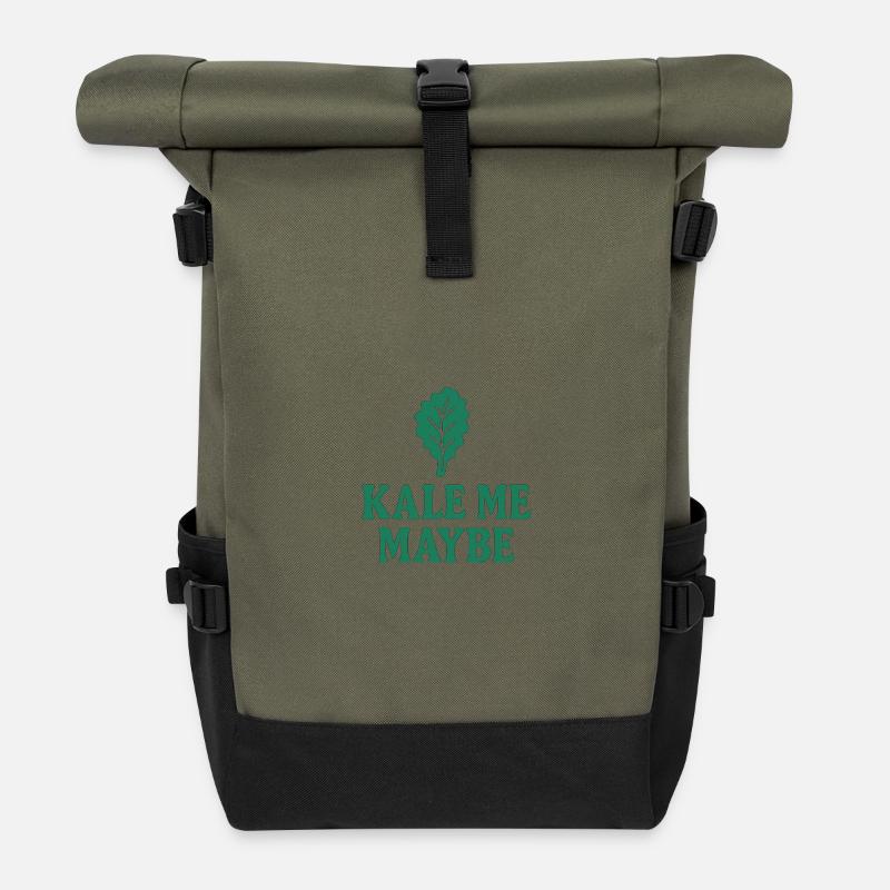 Kale Me Maybe – Funny Veggie Design - Roll Top Backpack - olive/black