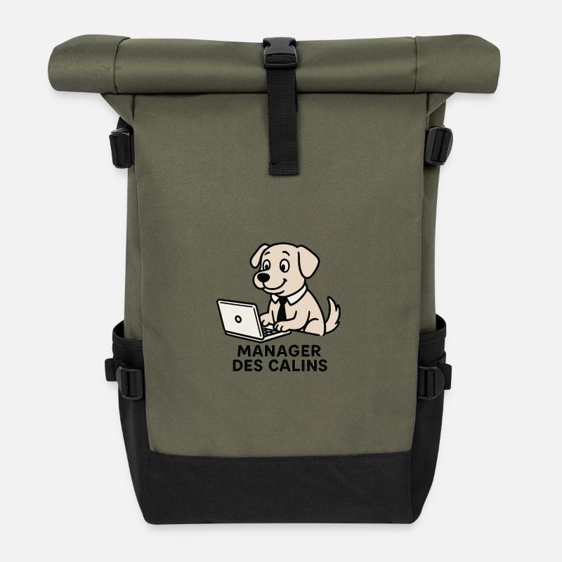 Hundemanager kuschelt - Rolltop Rucksack - Olive/Schwarz