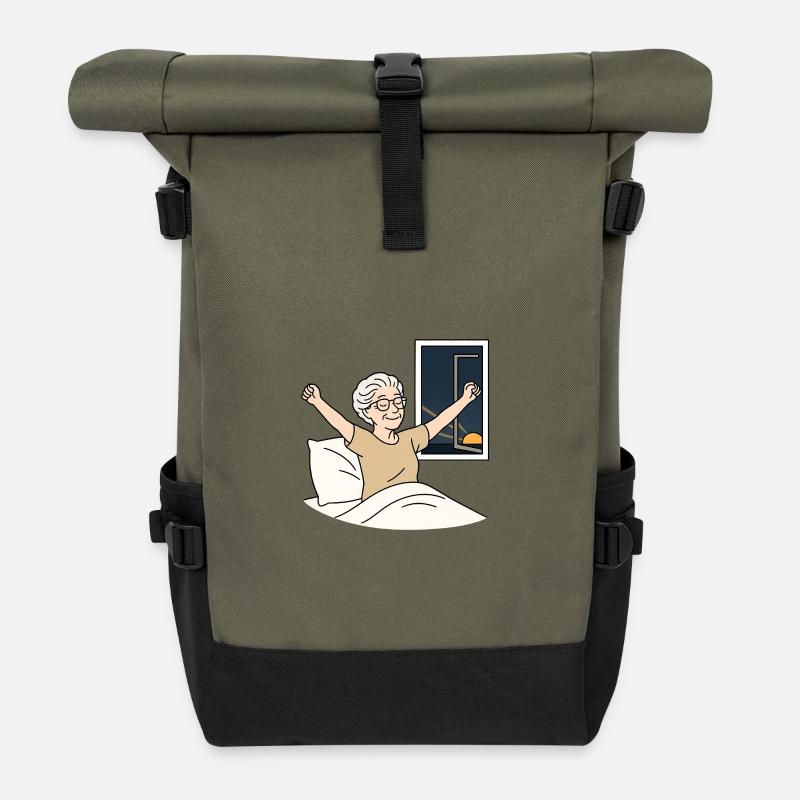 Grandma Karin - Roll Top Backpack - olive/black