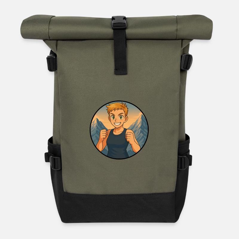 Enthusiastic mountain sports hero - Roll Top Backpack - olive/black