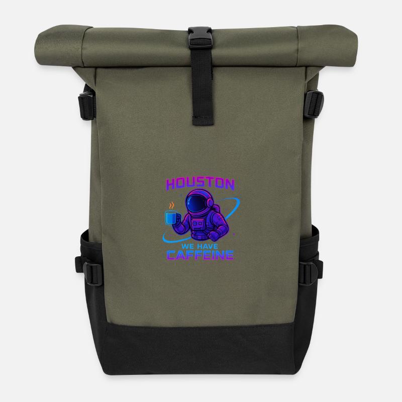 Houston we have caffeine - Roll Top Backpack - olive/black