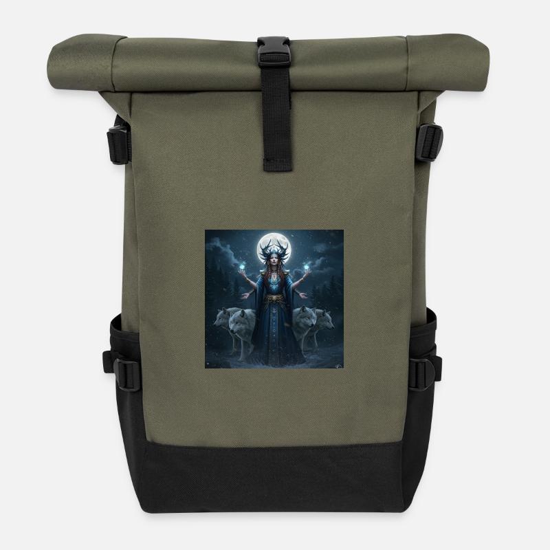 Mondkönigin der Wölfe - Rolltop Rucksack - Olive/Schwarz