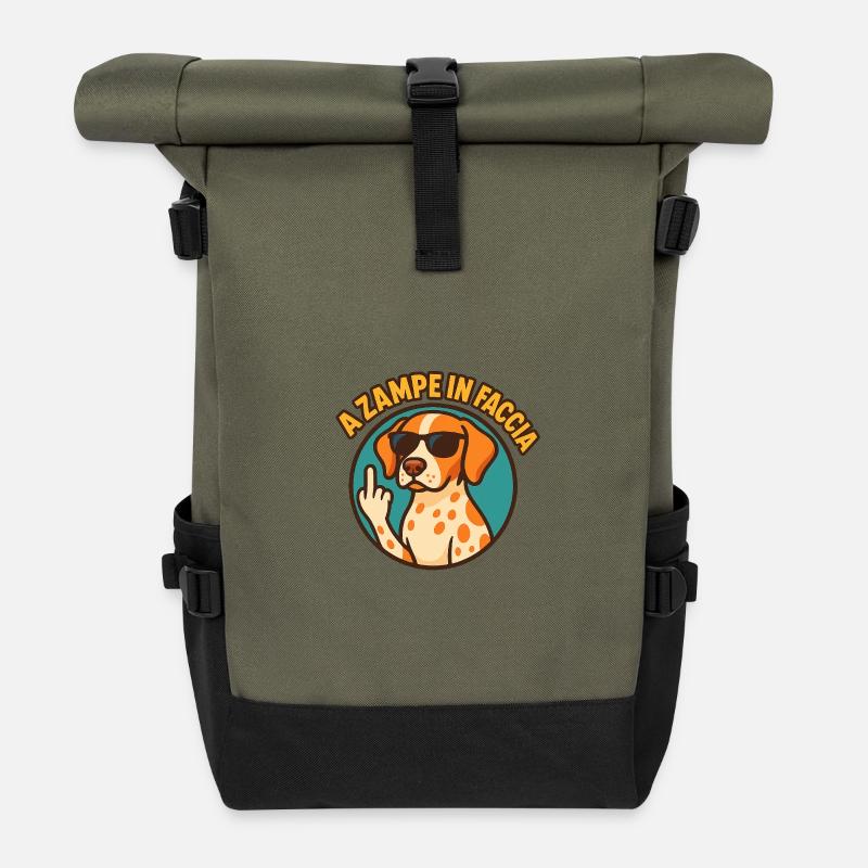 Mit den Pfoten im Gesicht - Rolltop Rucksack - Olive/Schwarz