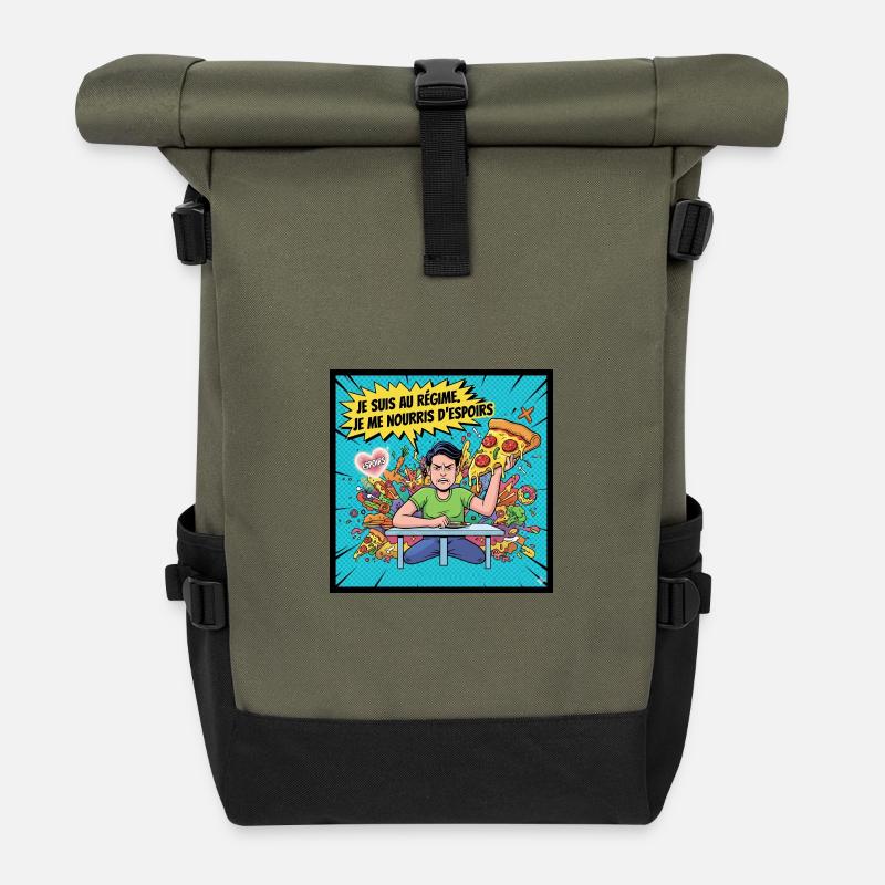 Diät und Hoffnungen Comics - Rolltop Rucksack - Olive/Schwarz