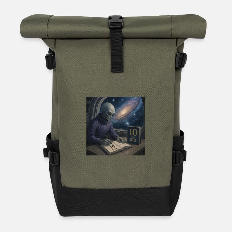 Alien Writer Cosmos - Roll Top Backpack - olive/black