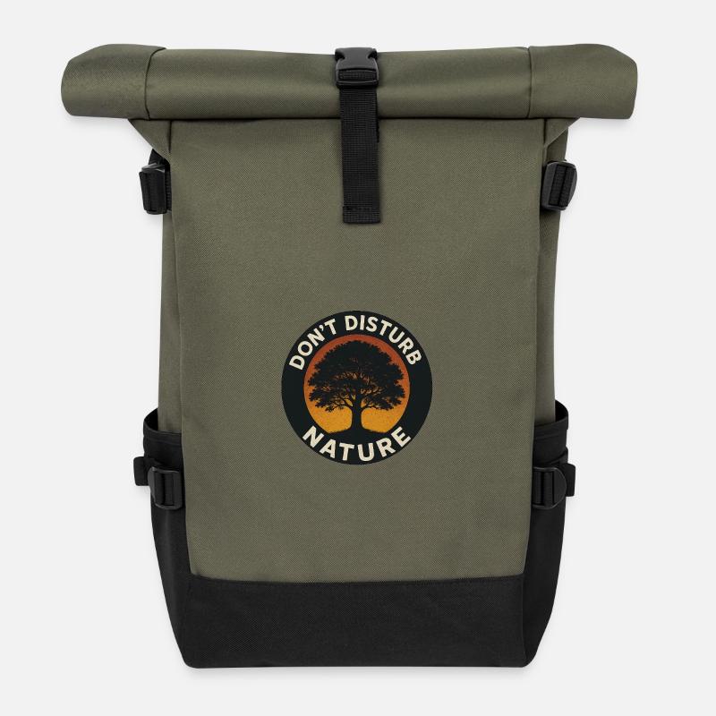 Don’t Disturb Nature – Tree Circle - Rolltop Rucksack - Olive/Schwarz