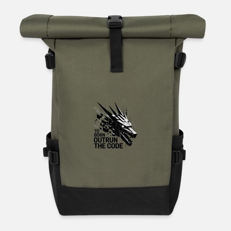 Dragon géométrique Outrun le Code - Sac à dos roll top - olive/noir