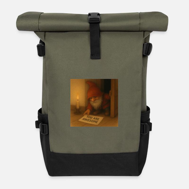 You are awesome - Roll Top Backpack - olive/black