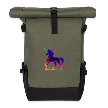 Flammender Neonmais - Rolltop Rucksack - Olive/Schwarz - Vorne