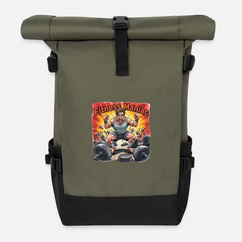Fitness Maniac - Explosive Gym Power - Roll Top Backpack - olive/black