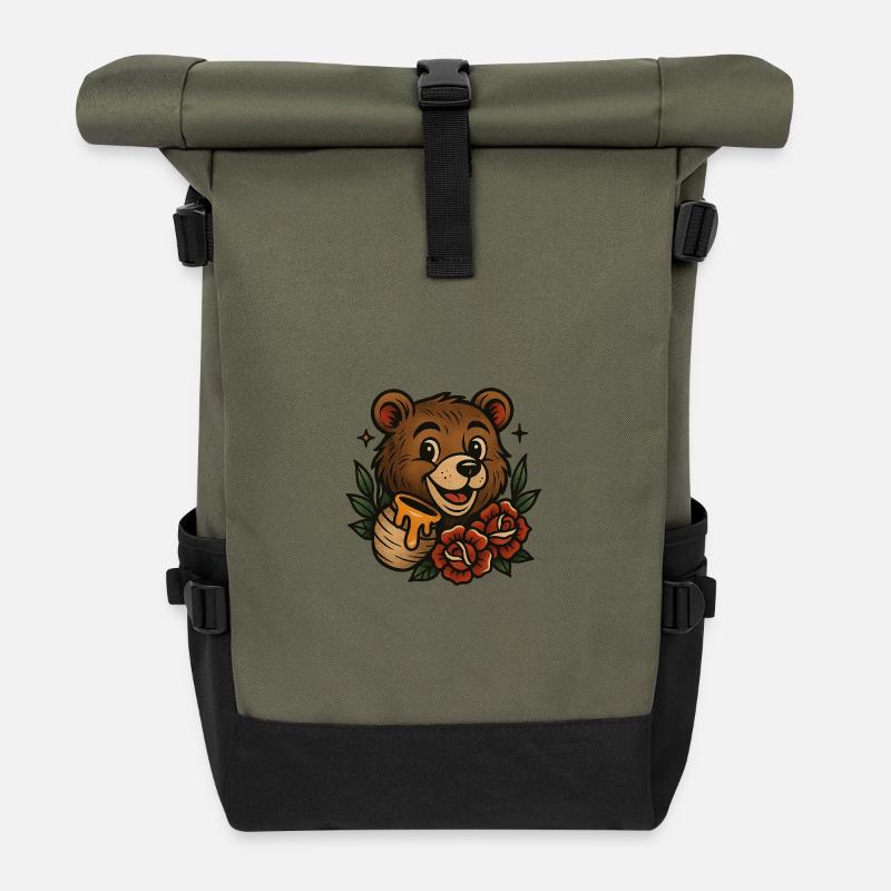 Kinkajou - Roll Top Backpack - olive/black