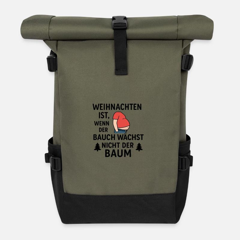 Noël, c’est quand le ventre grandit - Sac à dos roll top - olive/noir