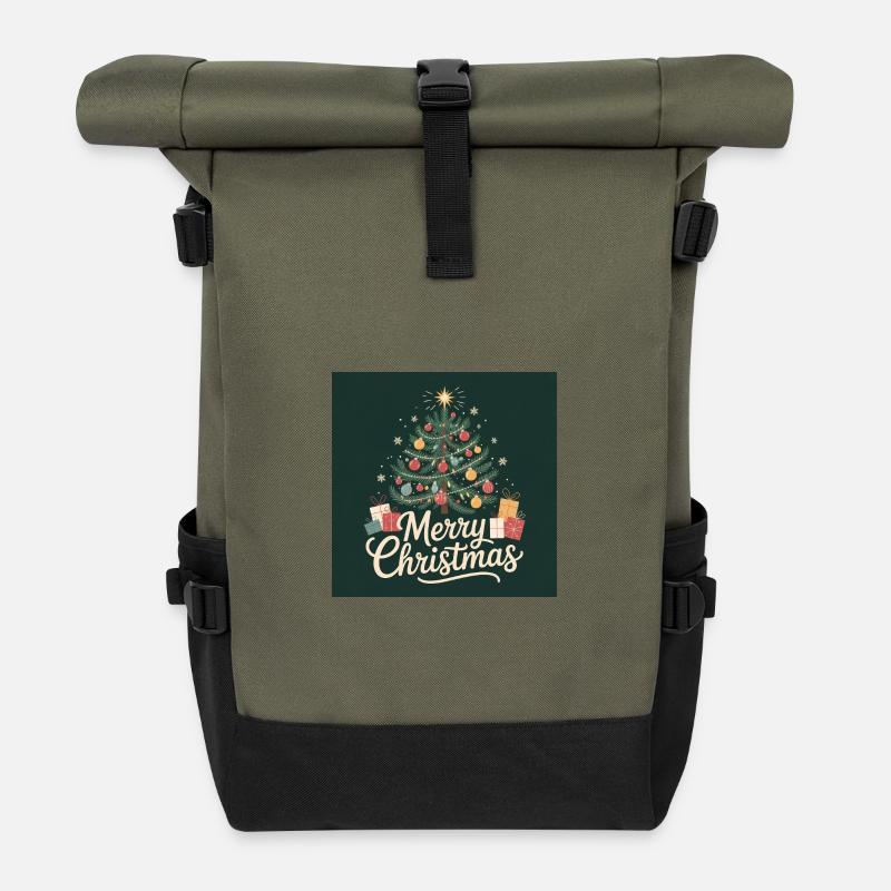 Merry Christmas - Rolltop Rucksack - Olive/Schwarz