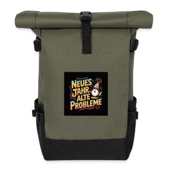 Nouvel An, Vieux Problèmes – Motif de la Célébration - Sac à dos roll top - olive/noir - Devant